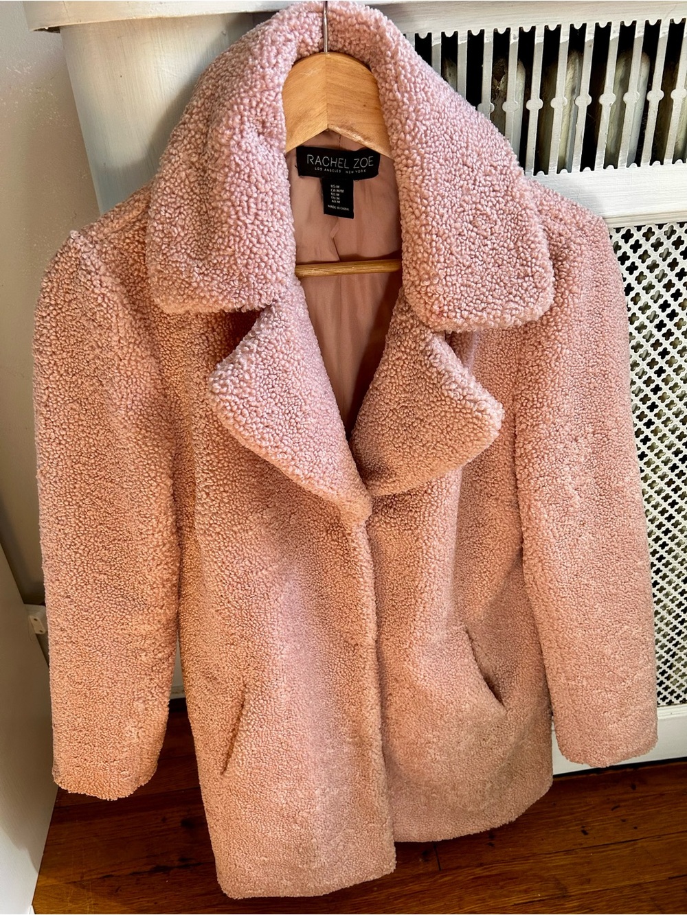 Rachel Zoe Blush Pink Teddy Faux Shearling Jacket